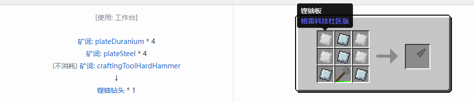 我的世界格雷科技社区版部件合成表大全