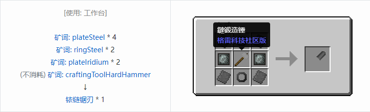 我的世界格雷科技社区版部件合成表大全