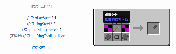 我的世界格雷科技社区版部件合成表大全