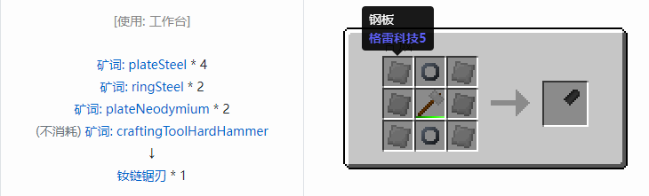 我的世界格雷科技社区版链锯刃合成表大全