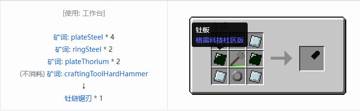 我的世界格雷科技社区版部件合成表大全
