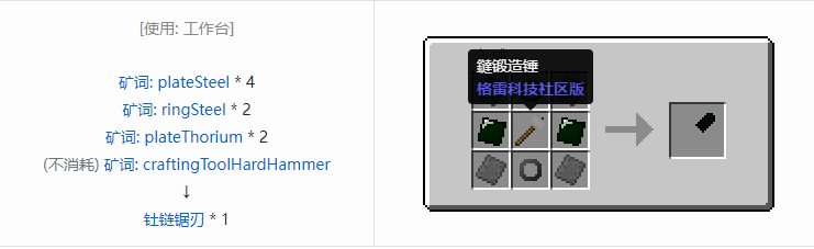 我的世界格雷科技社区版部件合成表大全