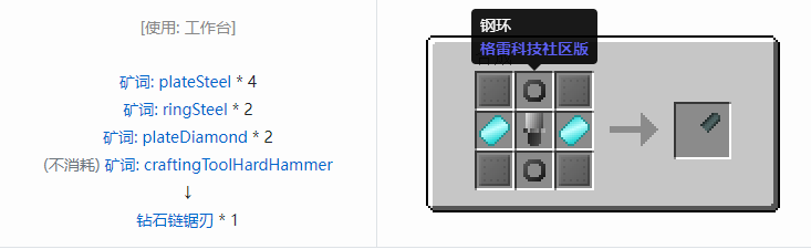 我的世界格雷科技社区版部件合成表大全