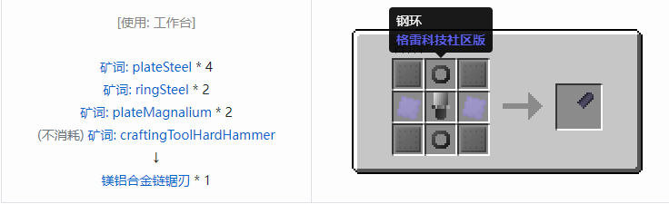 我的世界格雷科技社区版部件合成表大全