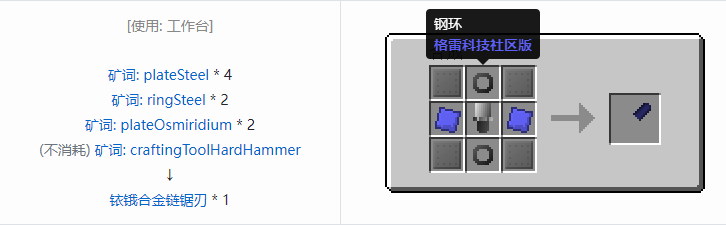 我的世界格雷科技社区版部件合成表大全