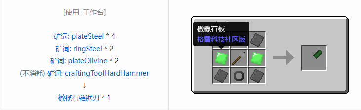 我的世界格雷科技社区版链锯刃合成表大全