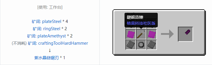 我的世界格雷科技社区版部件合成表大全