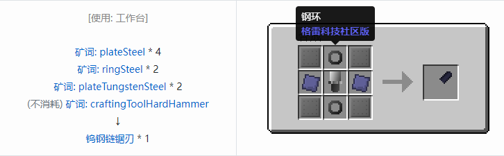 我的世界格雷科技社区版部件合成表大全