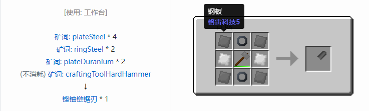 我的世界格雷科技社区版部件合成表大全