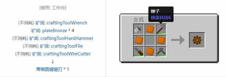 我的世界格雷科技社区版部件合成表大全
