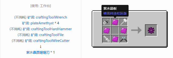 我的世界格雷科技社区版部件合成表大全