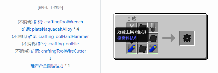 我的世界格雷科技社区版部件合成表大全