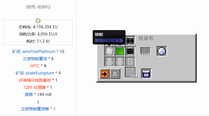 我的世界格雷科技社区版储电设备合成表大全