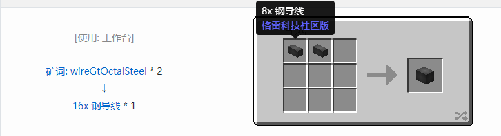 我的世界格雷科技社区版线管合成表大全