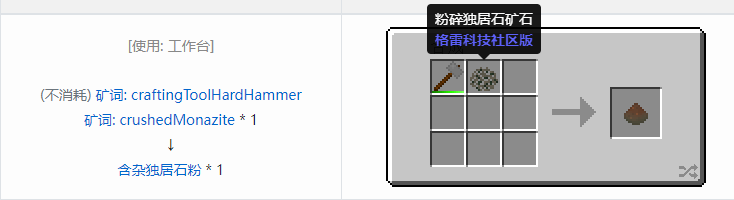 我的世界格雷科技社区版材料合成表大全