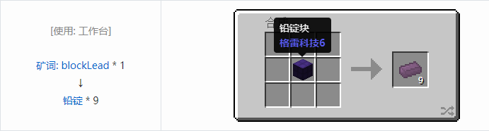 我的世界格雷科技社区版锭合成表大全