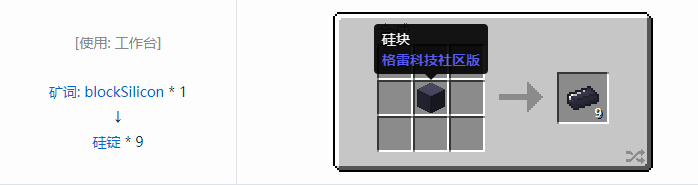 我的世界格雷科技社区版锭合成表大全