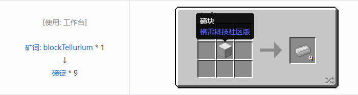 我的世界格雷科技社区版锭合成表大全