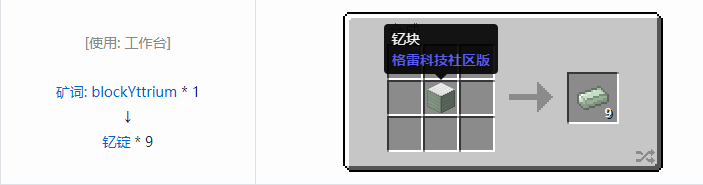 我的世界格雷科技社区版锭合成表大全