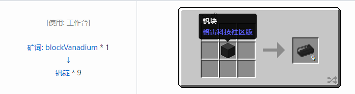 我的世界格雷科技社区版锭合成表大全