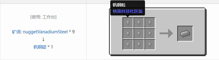 我的世界格雷科技社区版锭合成表大全