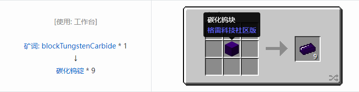 我的世界格雷科技社区版锭合成表大全