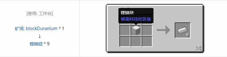 我的世界格雷科技社区版锭合成表大全