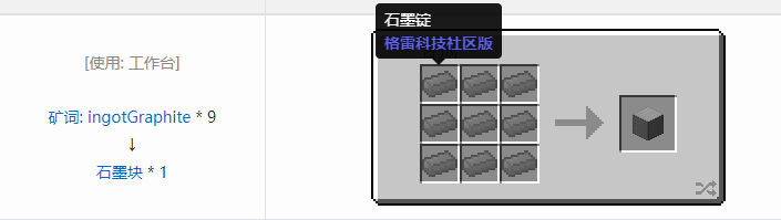 我的世界格雷科技社区版压缩方块合成表大全