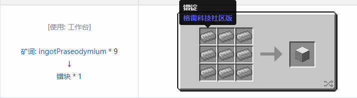 我的世界格雷科技社区版压缩方块合成表大全
