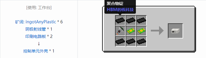 我的世界HBM的核科技模组零件和部件合成表大全
