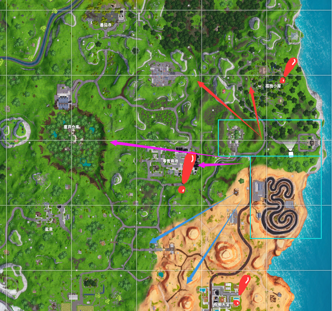 《堡垒之夜》野区资源点介绍