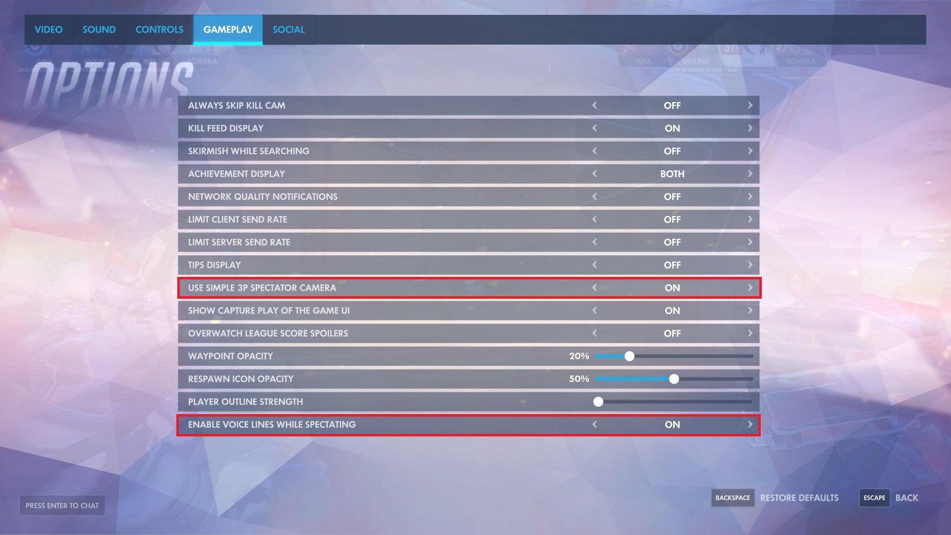 守望先锋PTR新内容：观战模式上方的英雄框会显示更多的状态