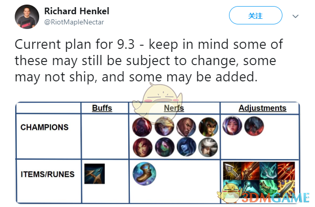 《LOL》9.3版本改动计划预告
