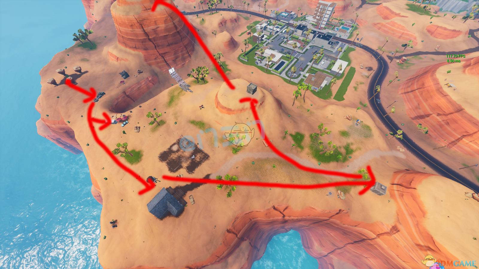 《堡垒之夜》沙漠区域打野路线攻略