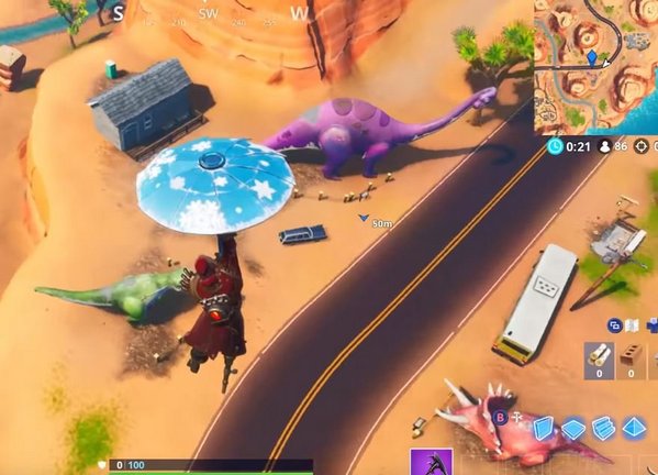 《堡垒之夜》探访天狐涂装的多尔汉堡头恐龙以及巨人头位置坐标汇总