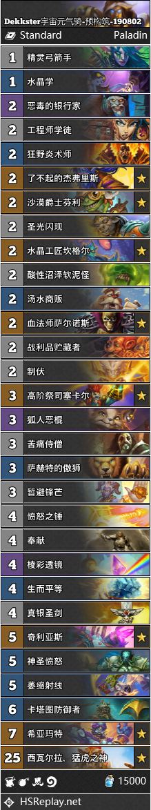 《炉石传说》奥丹姆奇兵8月T1上分卡组汇总