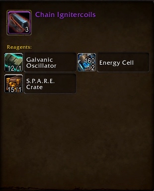 《魔兽世界》连锁点火线圈制作配方介绍