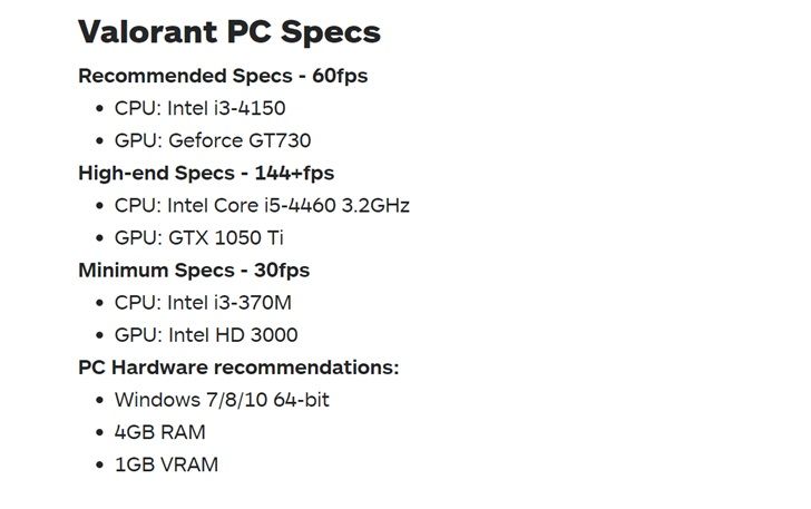 拳头FPS游戏Valorant配置要求详情