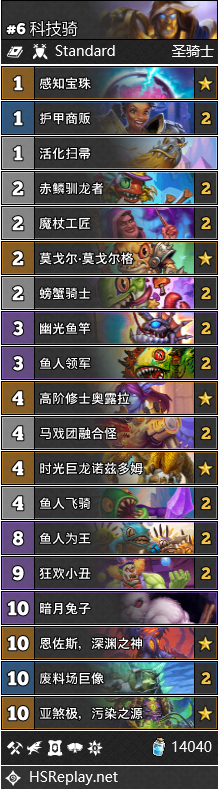炉石传说科技骑卡组搭配2021