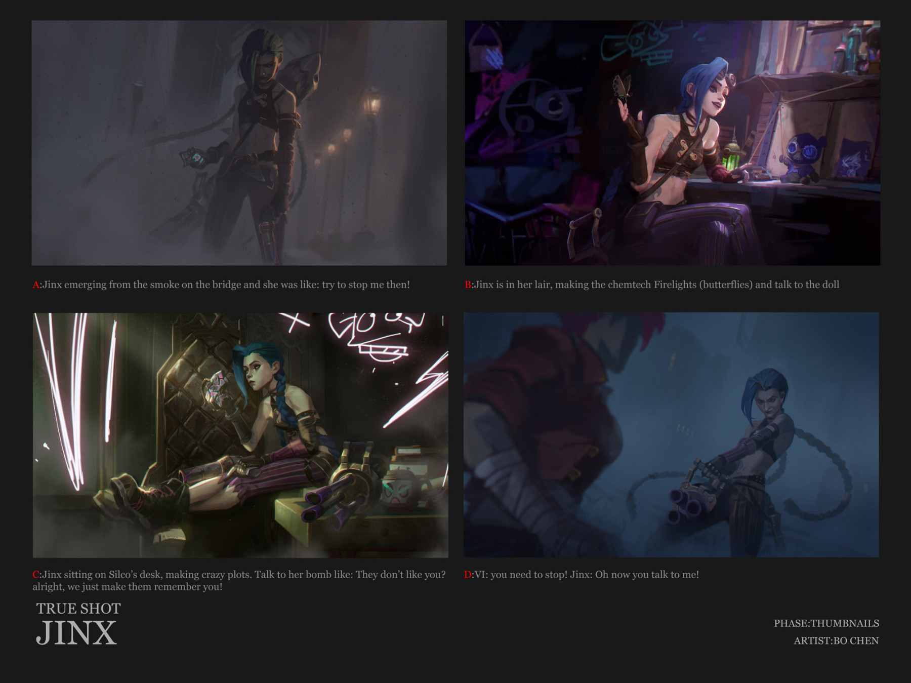 LOL双城之战金克丝原画设计草图分享