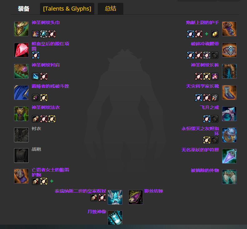 魔兽世界wlkP4鸟德BIS装备宝石附魔推荐