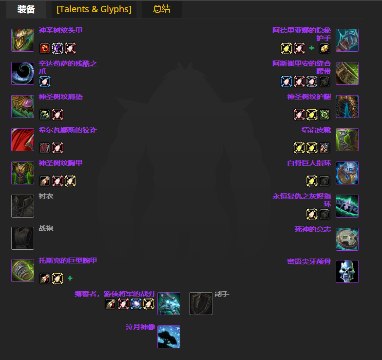 魔兽世界wlkP4猫德BIS装备宝石附魔推荐