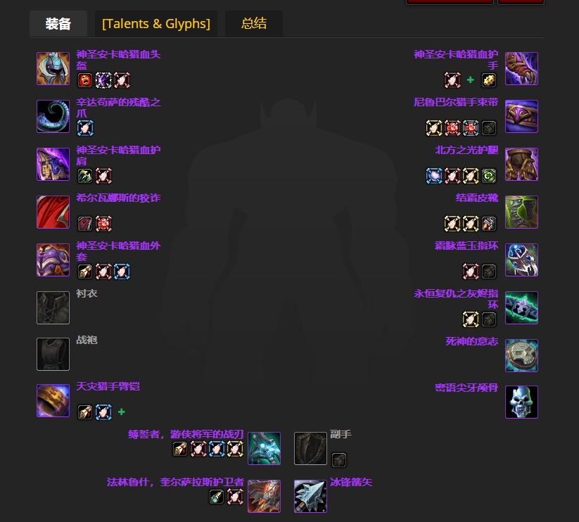 魔兽世界wlkP4射击猎BIS装备宝石附魔推荐