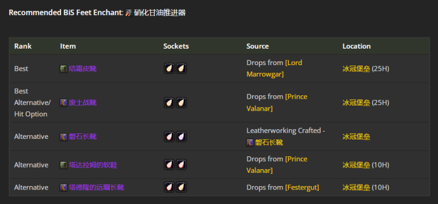 魔兽世界wlkP4射击猎BIS装备宝石附魔推荐