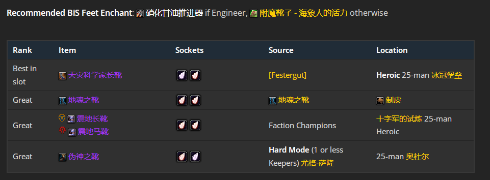 魔兽世界wlkP4元素萨BIS装备宝石附魔推荐