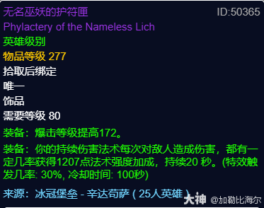 魔兽世界无名巫妖的护符匣适合什么职业