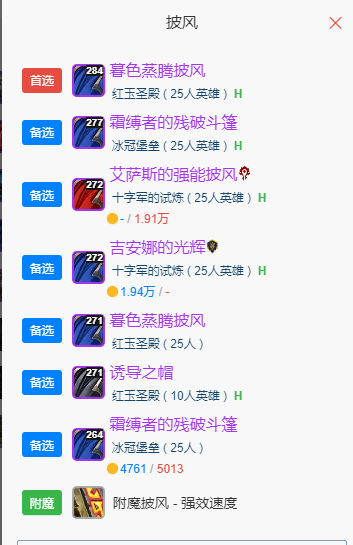 魔兽世界wlkP5奶萨BIS装备宝石附魔推荐