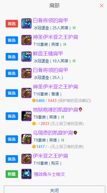 魔兽世界wlkP5防战BIS装备宝石附魔推荐