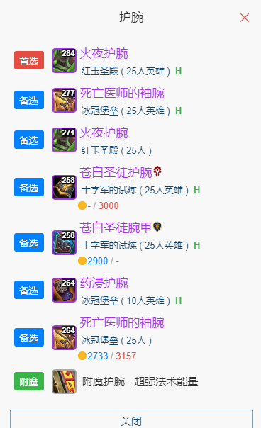 魔兽世界wlkP5神牧BIS装备宝石附魔推荐