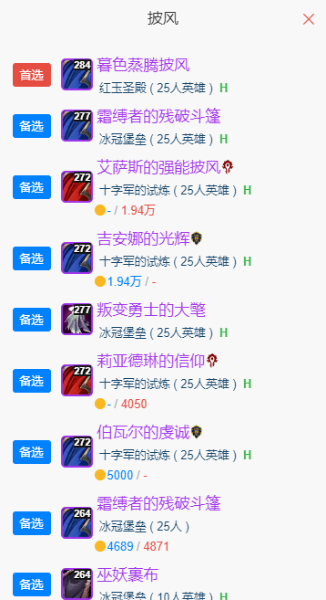 魔兽世界wlkP5霜火法BIS装备宝石附魔推荐